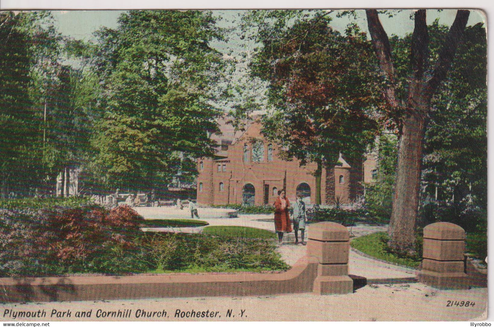 UNITED STATES - Plymouth Park And Cornhill Church Rochester New York 1912 Good Postmark Etc To Ireland - Parken & Tuinen