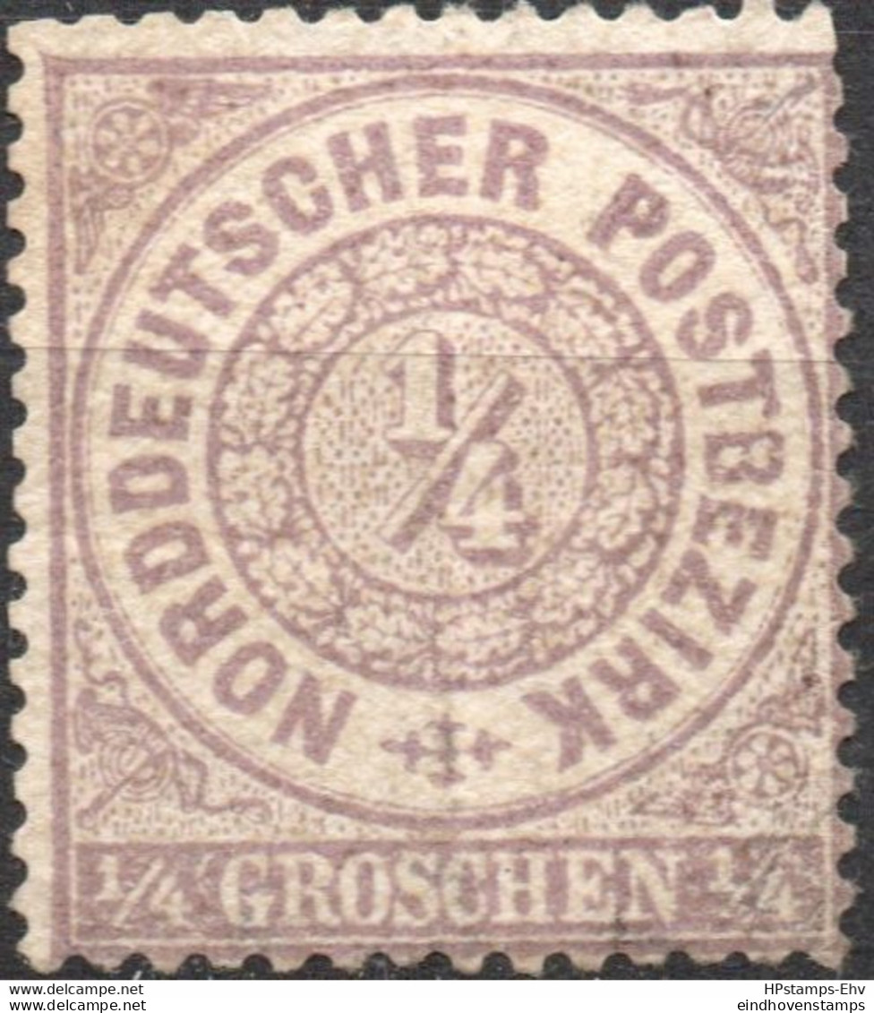 Germany, North German Confed. 1869 ¼ Gr Unused No Gum 2010.2501 Nord Deutscher Post - Nuovi