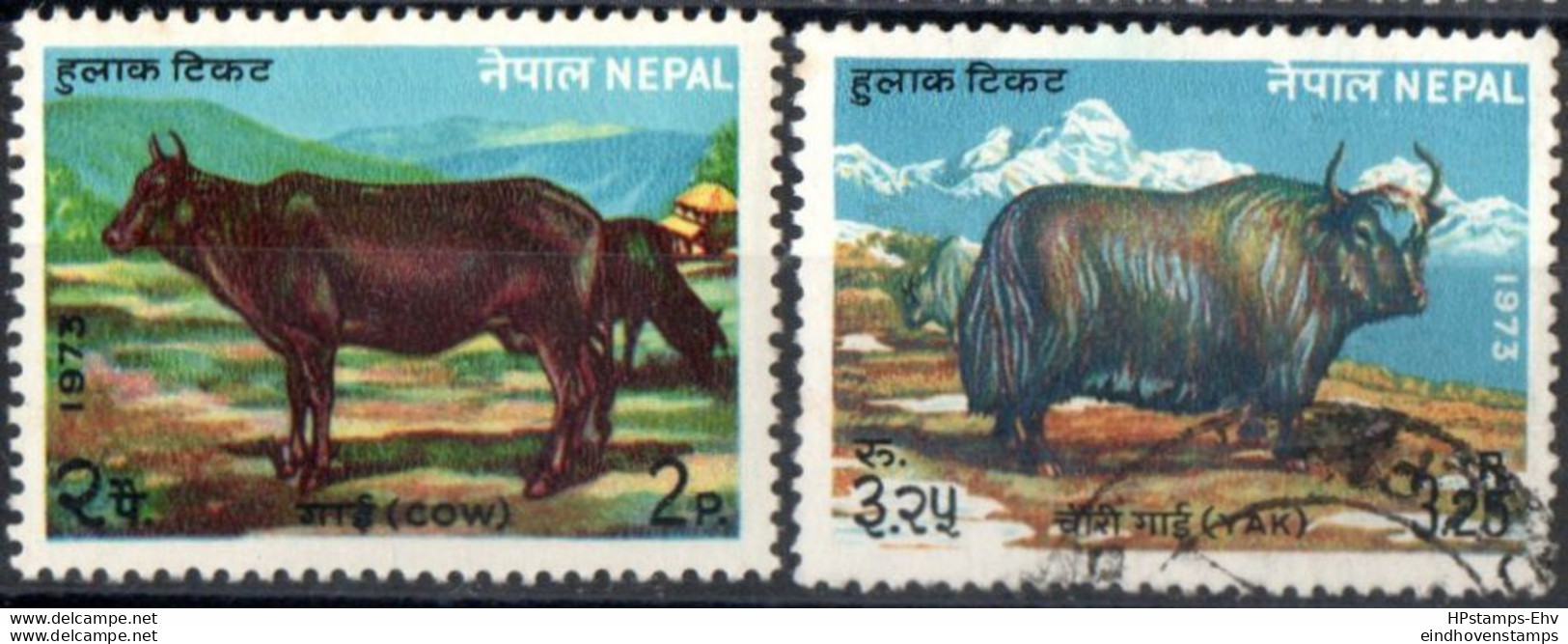 Nepal 1973 Tradional Pets 2 Values Cancelled 2010.0131 Yak - Vaches