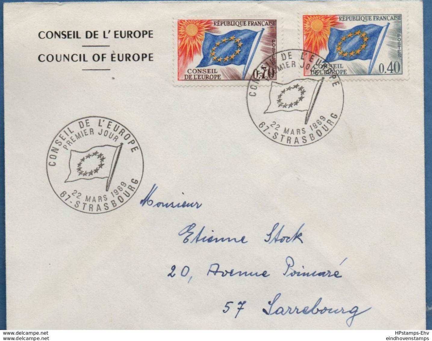 France 1969, Conseil De L'Europe 0.40 & 0.70 Sur FDC 22 Mars 1969 - 2009.0432 - 1969