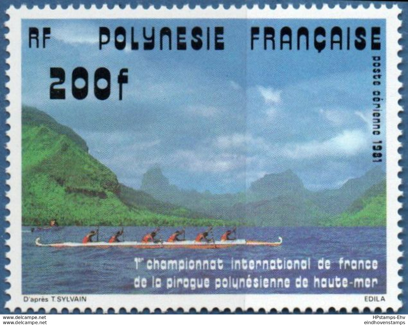 French Polynesia 1981 International High Sea Canoeing Championships 1 Value  - 2008.2809 - Canoë