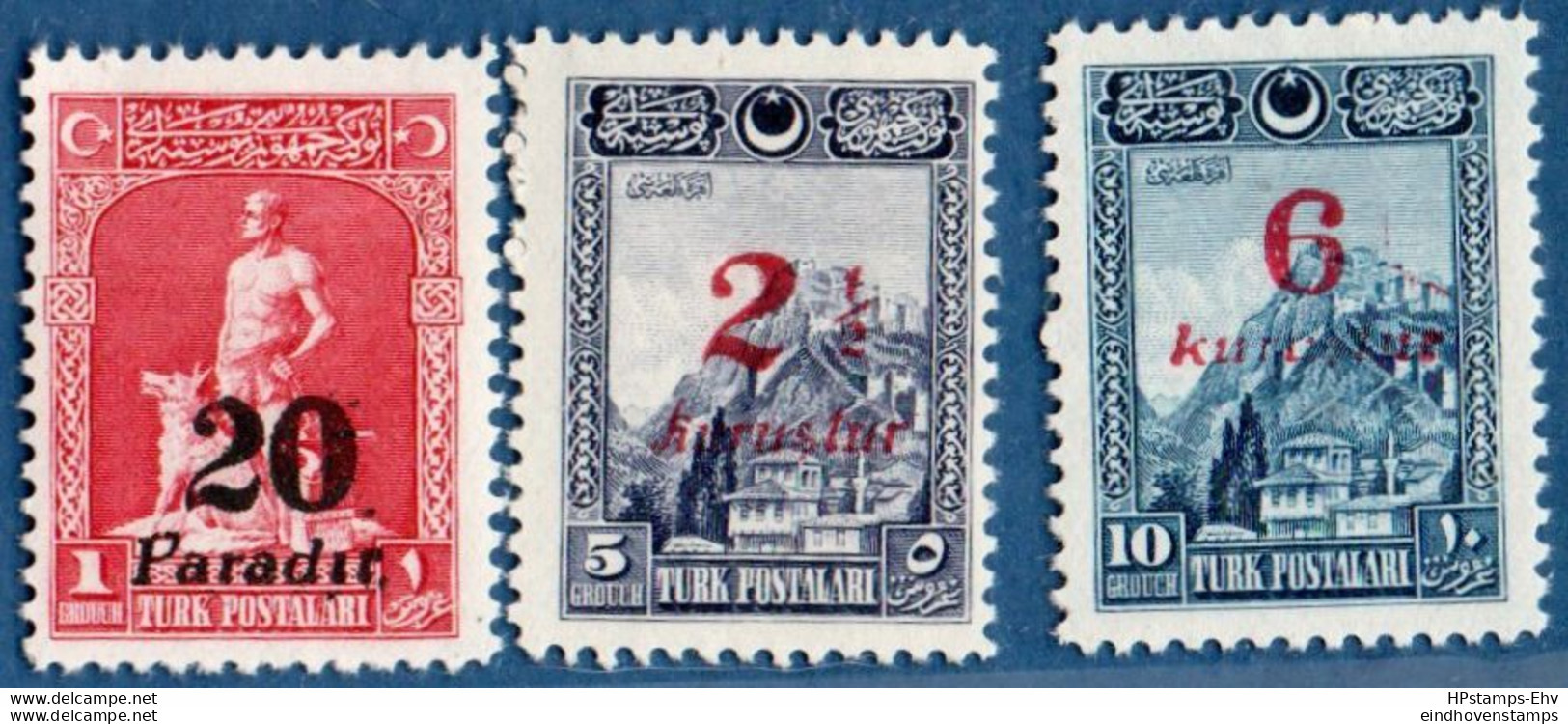Turkey 1929  Overprinted Stamps 3 Values MH 2011.2729 Basic Stamps With Ottoman Lettering - Sonstige & Ohne Zuordnung