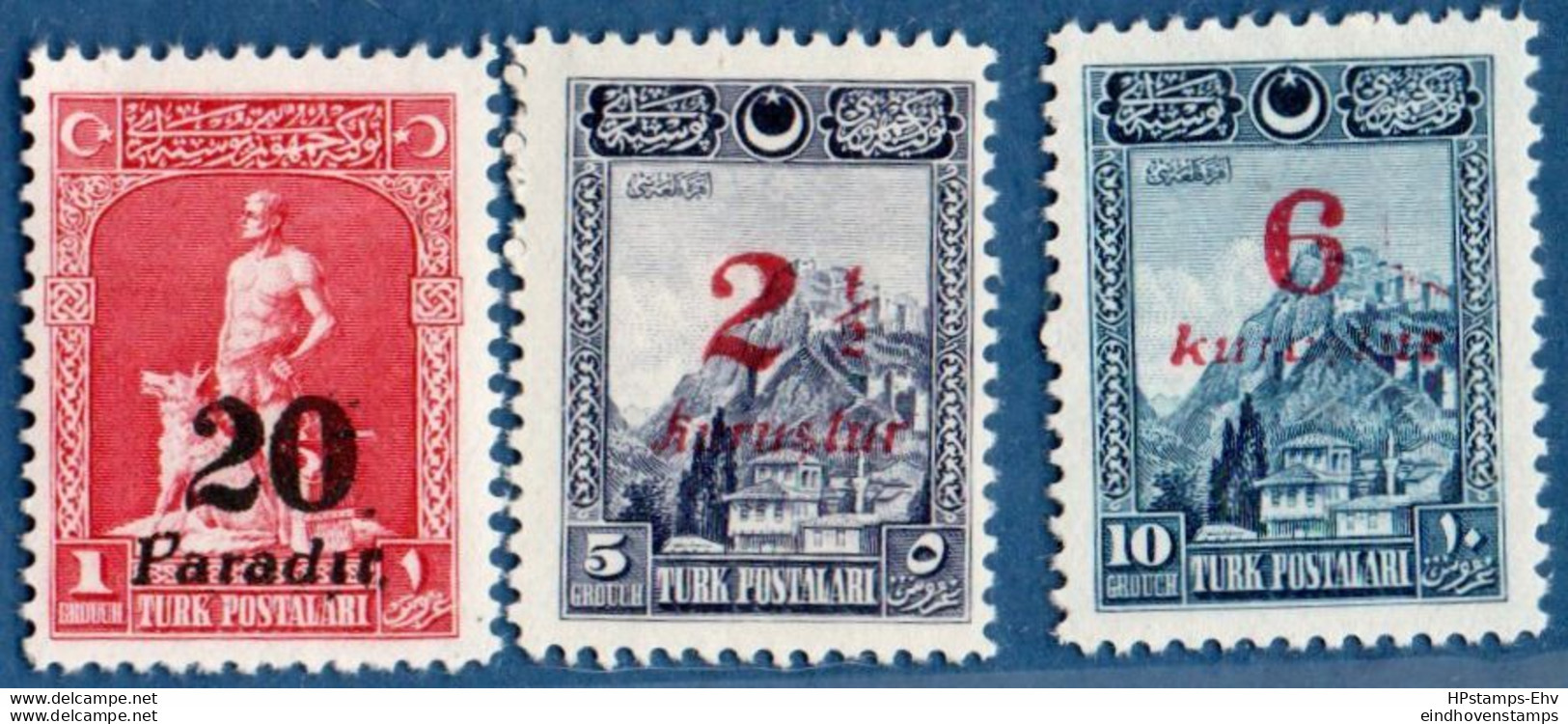 Turkey 1929  Overprinted Stamps 3 Values MH 2011.2729 Basic Stamps With Ottoman Lettering - Otros & Sin Clasificación