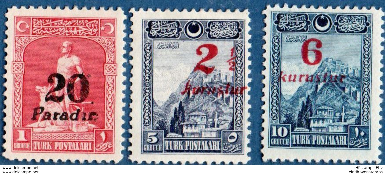 Turkey 1929  Overprinted Stamps 3 Values MH 2011.2730 Basic Stamps With Ottoman Lettering - Unused Stamps