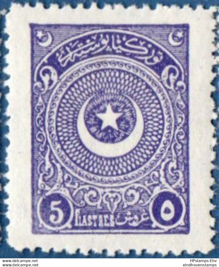 Turkey 1924 5 Piaster Perf 12  MH 2011.2720  Ayyildiz Third Printing - Neufs