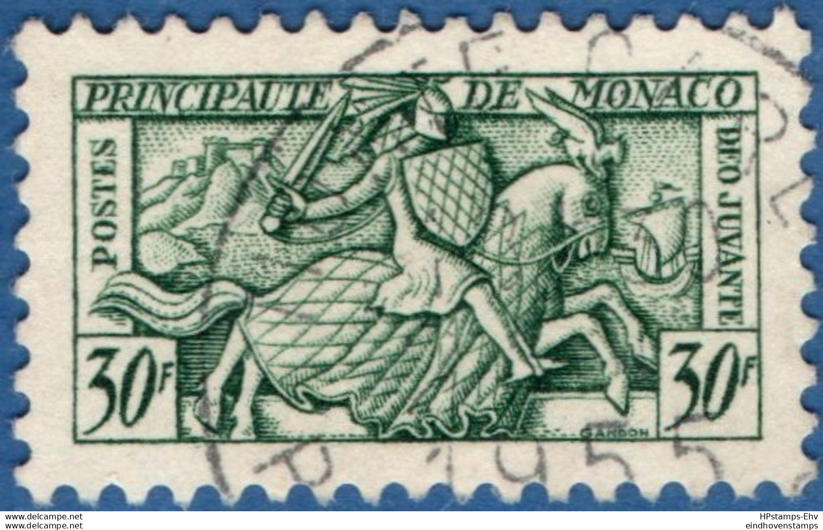 Monaco 1951 30 Fr Small Stamps For Business Cards 1 Value Cancelled 2011.0594 Knight In Armor - Usati