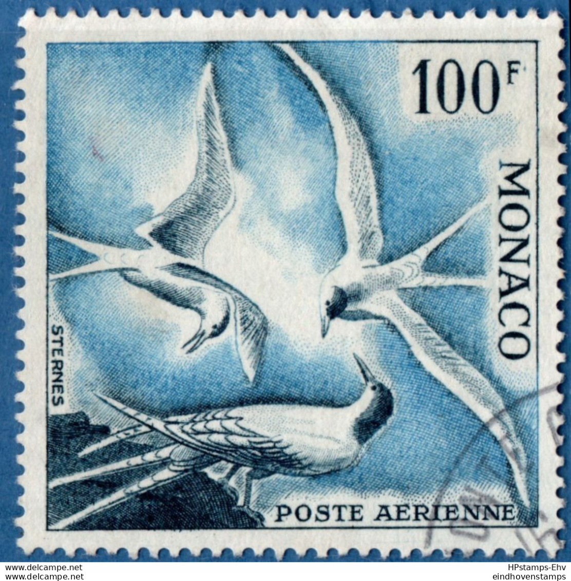 Monaco 1955 Sterna Dougalii 100 Fr Airmail Stamp Perf.14, 1 Value Cancelled 2011.0588 Roseate Tern, Rosenseeschwalbe - Swallows