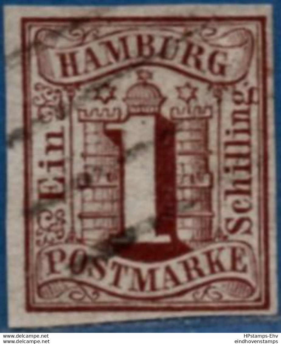 Germany Hamburg 1859 1 S Imperf 1 Value Cancelled 2104.1810 - Hamburg (Amburgo)