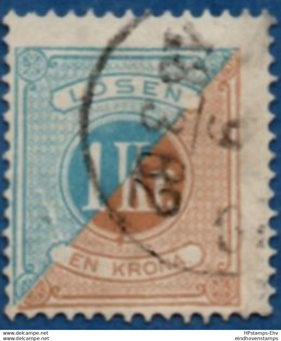 Sweden Sverige 1877 Postage Due 1 Kr 1 Value Perf 13 Cancelled 2103.1810` - Portomarken