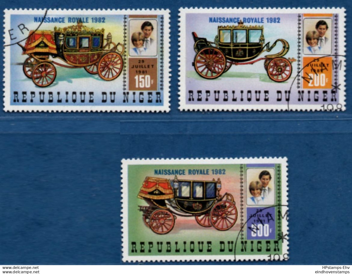 Niger 1982 Birth Of Prince William Of Wales 3 Values Cancelled 2103.1001 Ceremonial Coaches - Otros (Tierra)