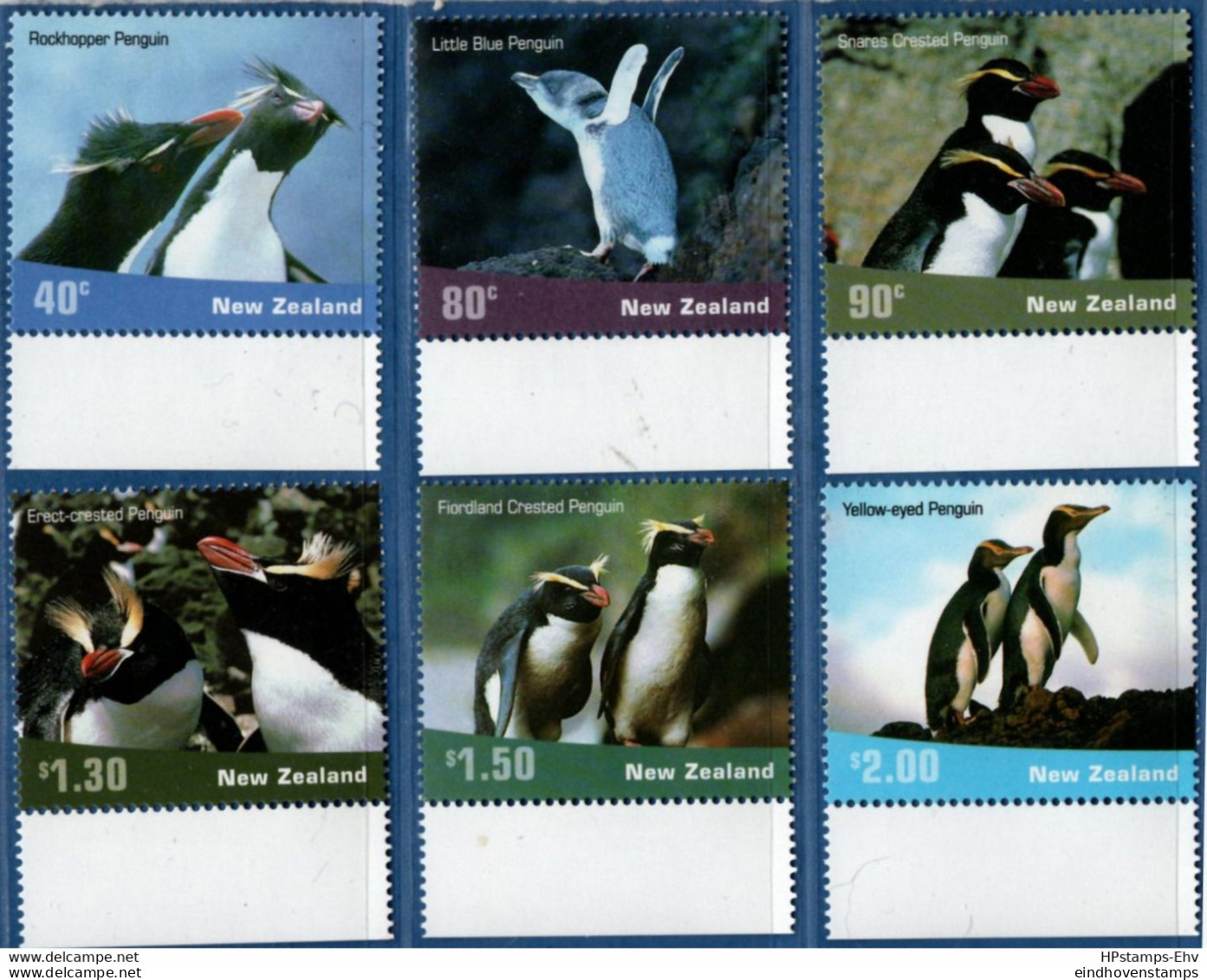 Penguins 2004 New Zealand 6 Val MNH Rockhopper, Snares , Erect, Fiordland Crested, Yellow, Little Blue, 2102.1301 - Penguins