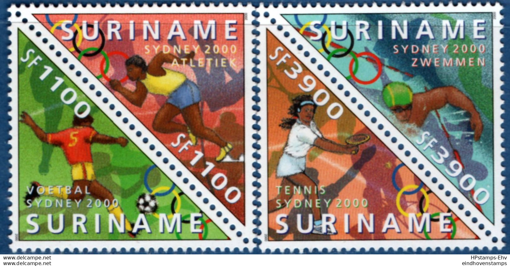 Suriname 2000 Olympic Games Sydney 4 Values MNH Athletics, Football, Swimming, Tennis - Sommer 2000: Sydney