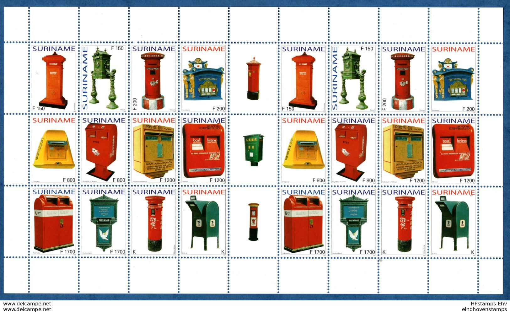 Suriname 2004 Mailboxes Full Sheet With Gutters MNH Briefkasten - Boite Aux Lettres - Brievenbus - Poste