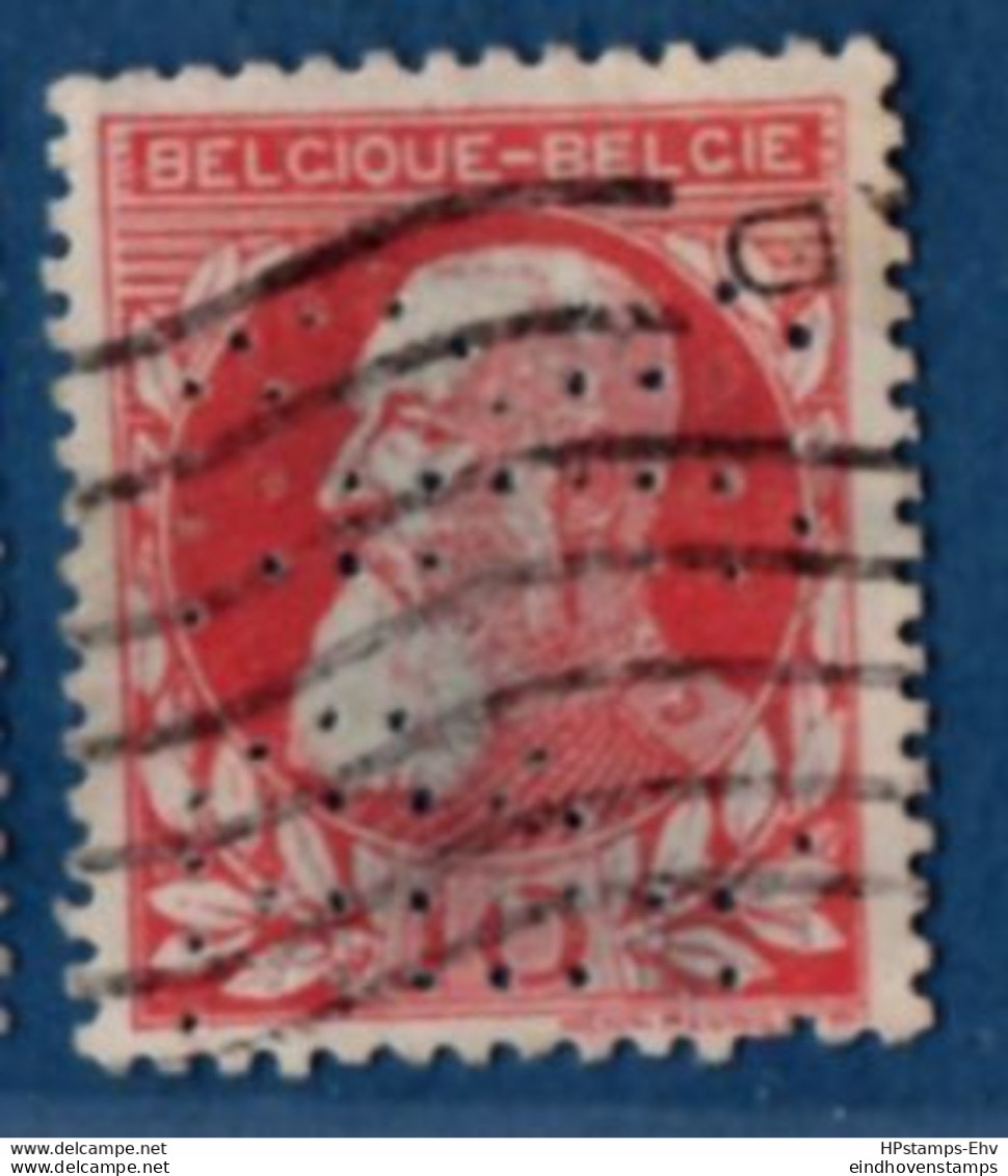 Belgium 1905, PR (?) Double Perfin On 10c Leopold III, 2106.1905 - 1863-09