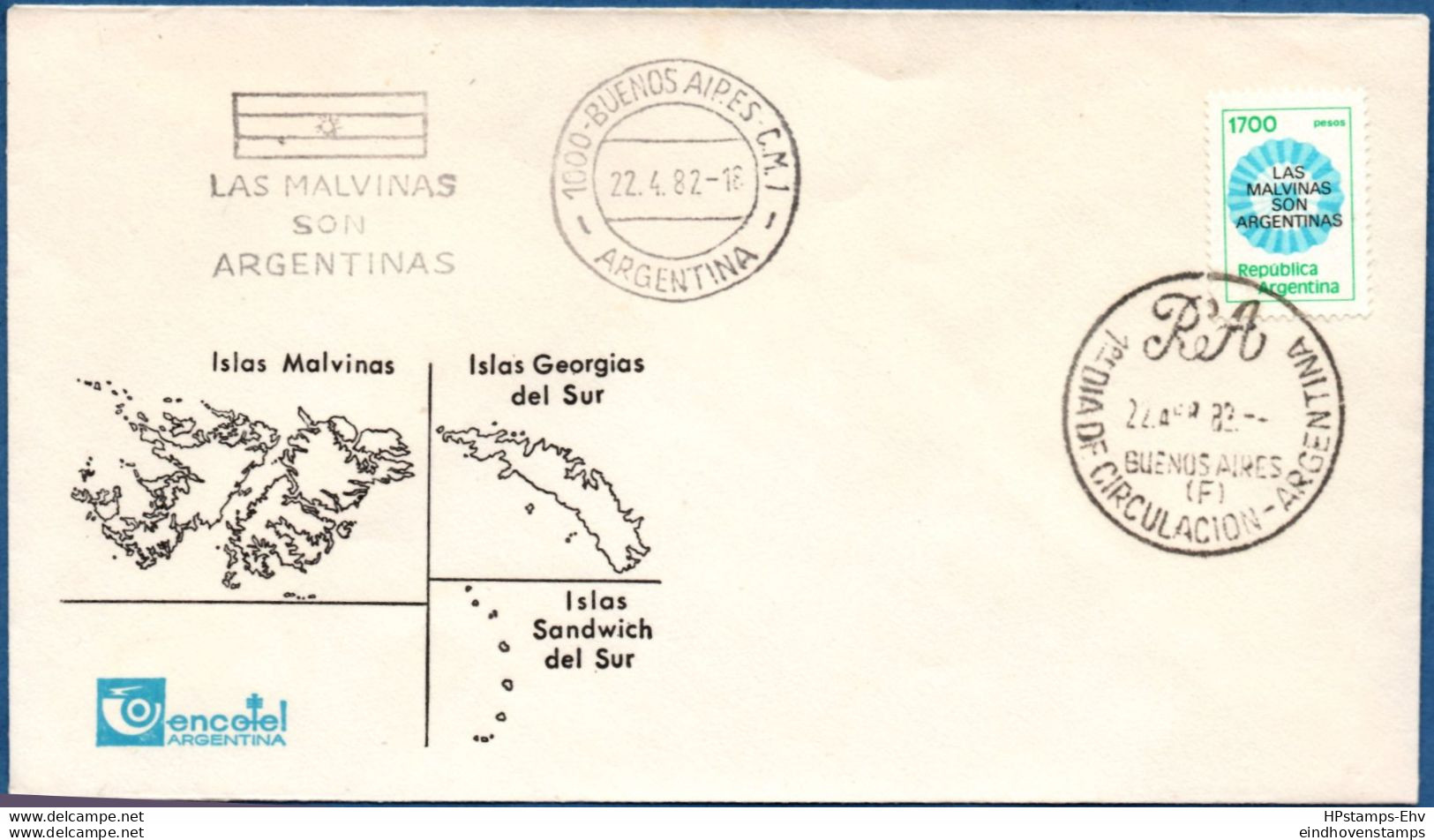 Argentina 1982 Overprint Las Malvinas Son Argentinas FDC Postmark 2106.1219 - Cartas & Documentos