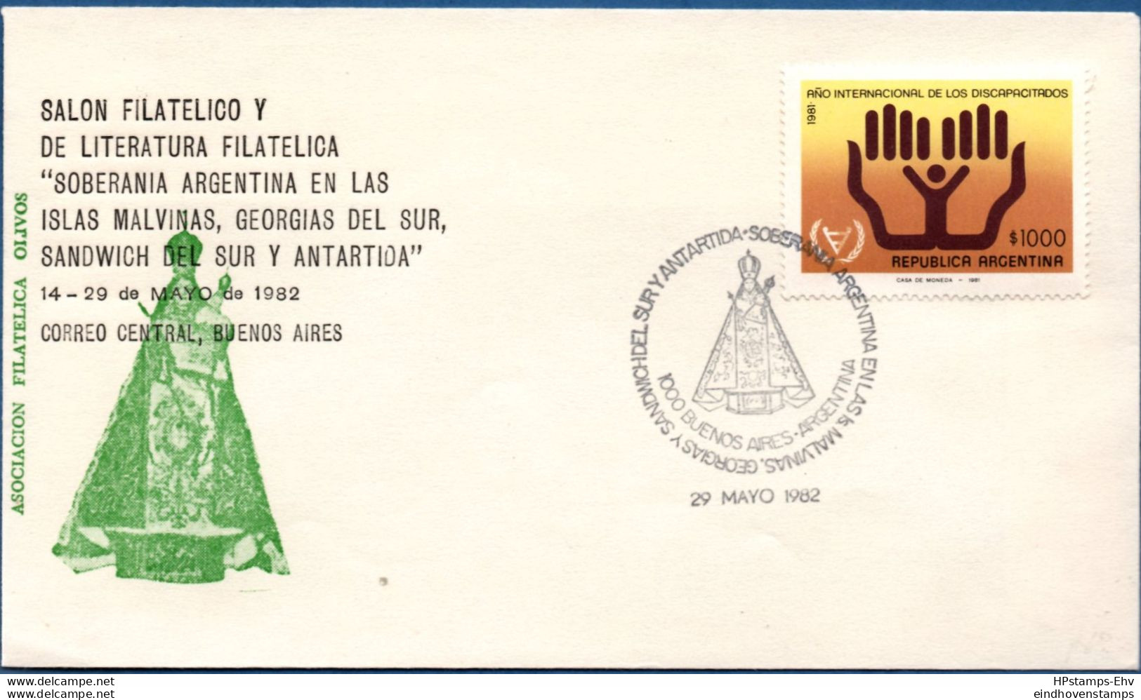 Argentina 1982 Cancel Soberana Argentina En Las Malvinas Georgias Y Sanwich Del Sur Y Antartida Son Argentinas 2106.1220 - Covers & Documents