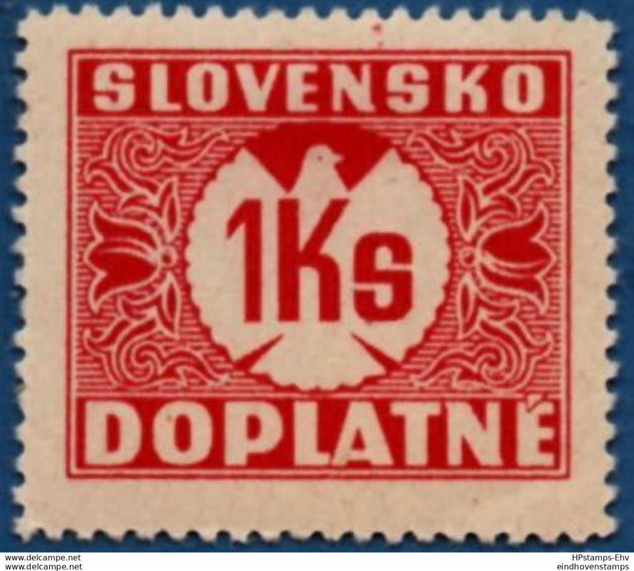 Slovakia 1939 Postage Due 1 Ks No Watermark 1 Value MH 2106.1237 - Neufs