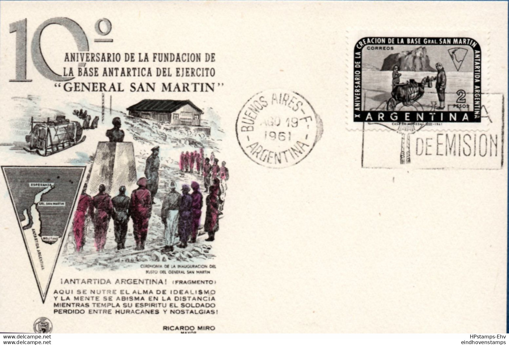 Antarctic Argentina 1961 Base Gral San Martin FDC-card 2106.1209 Barry Island Marguerite Bay - Other & Unclassified