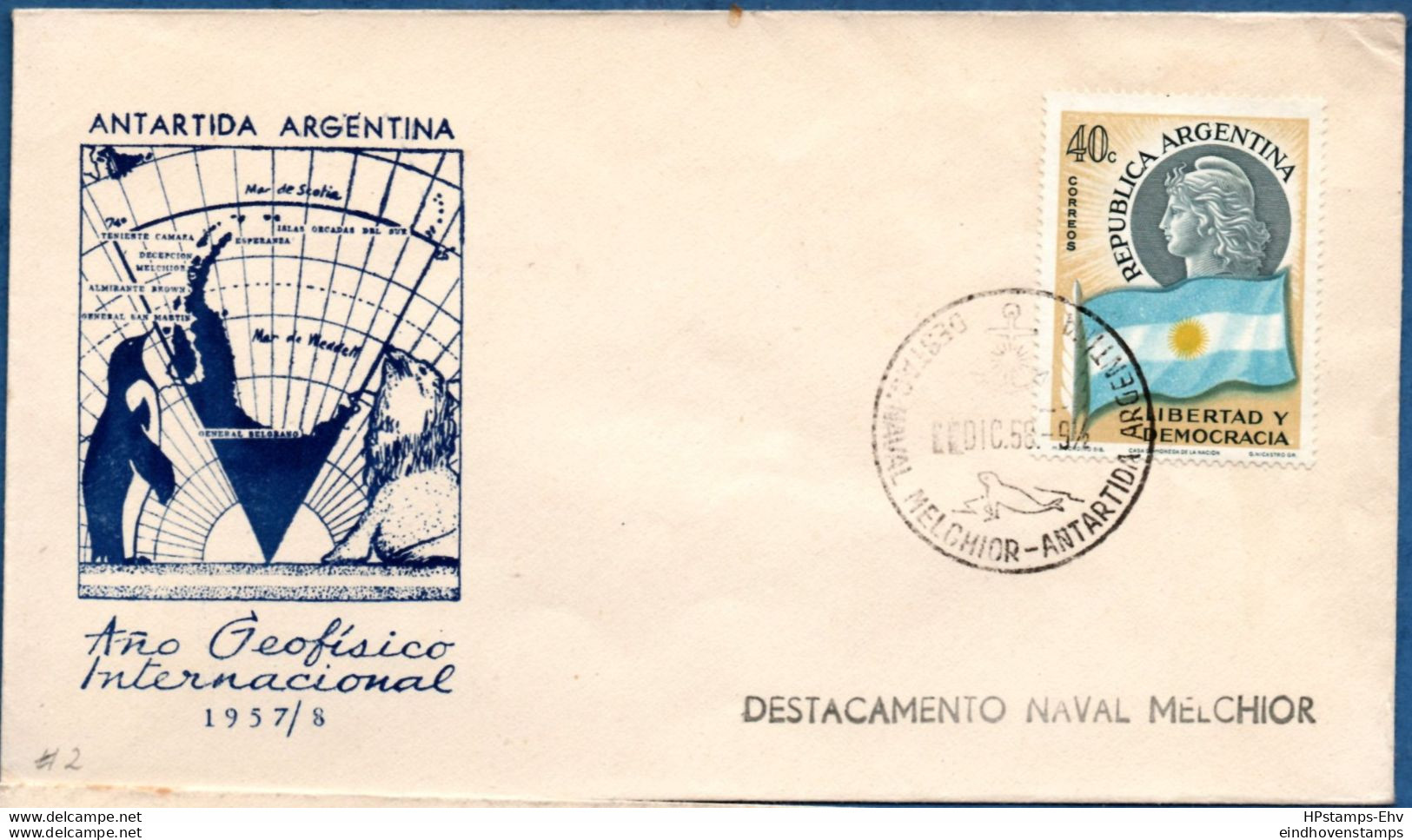 Antarctic Argentina 1958 Internat. Geophysic Year Base Melchior Postmark 2106.1206 Observatiorio Island, Palmer Archipel - Sonstige & Ohne Zuordnung