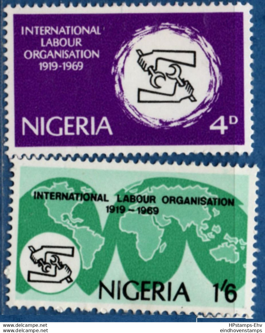 Nigeria 1969, ILO Labor Organisation 2 Stamps MNH 2105.2429 OIT, Map - IAO