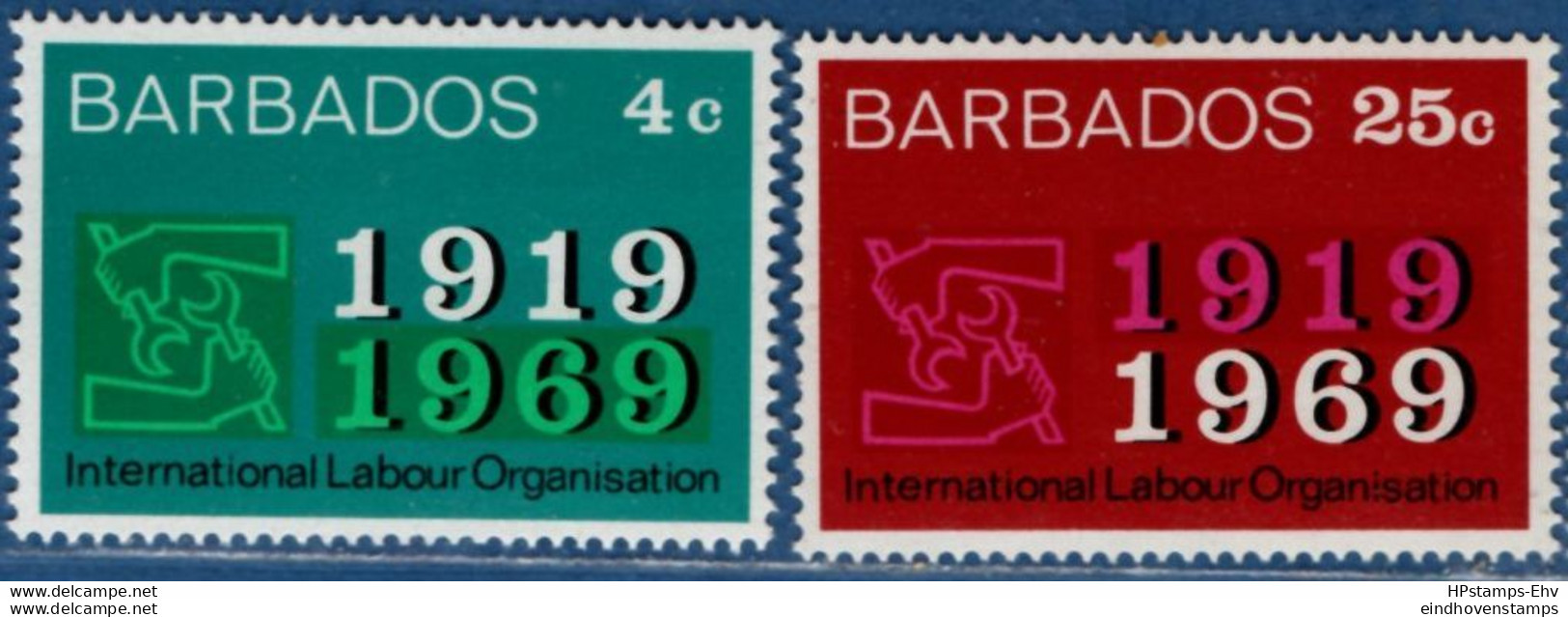 Barbados 1969, ILO Labor Organisation 2 Stamps MNH 2105.2415 OIT - ILO