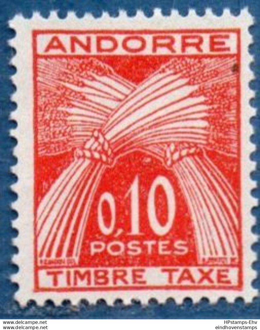 Andorra Fr 1961 Postage Due 0.10 Fr, 1 Value MH - Neufs