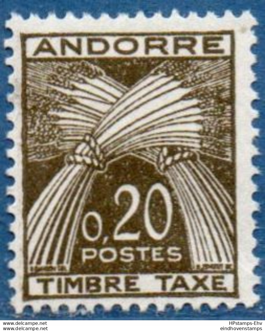 Andorra Fr 1961 Postage Due 0.20 Fr, 1 Value MH - Ungebraucht