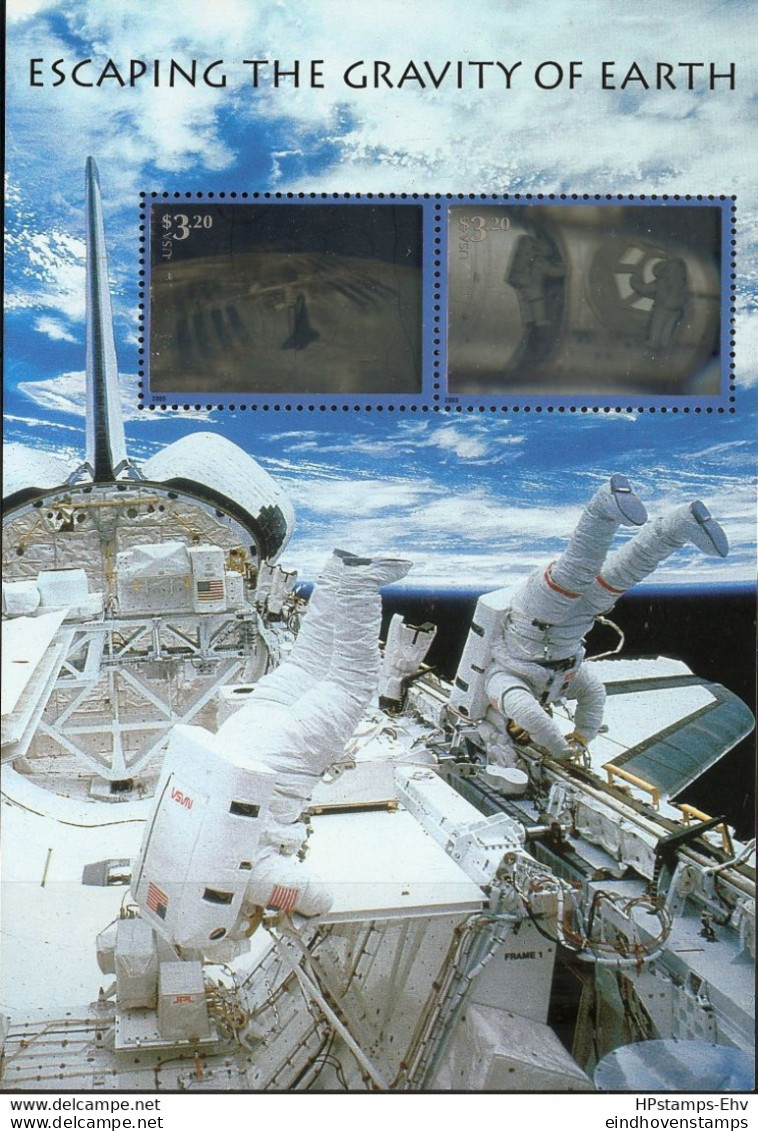 USA 2000 Escaping Gravity Of The Earth Block Issue MNH 2204.1513 Alpha Space Station, Maintenance By Astronauts - América Del Norte