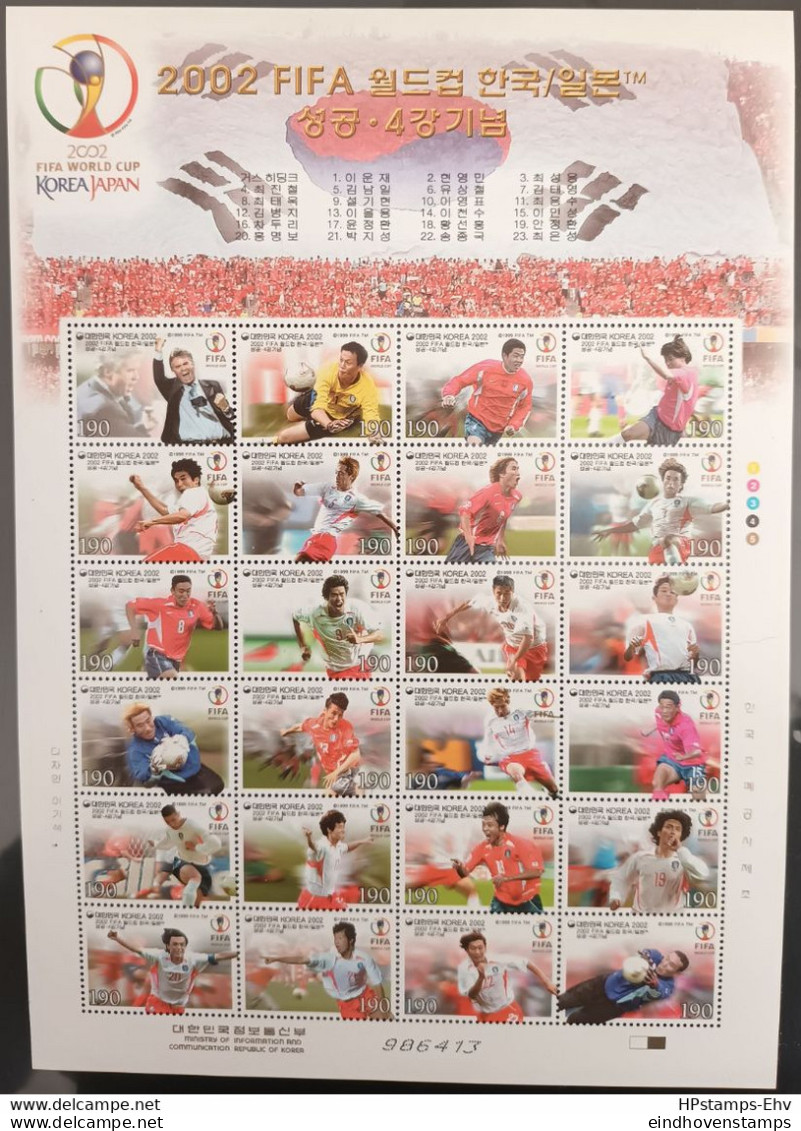 Korea South 2002, Football Worldchampionship Sheet 24 Values MNH 2203.1704 - 2002 – Südkorea / Japan