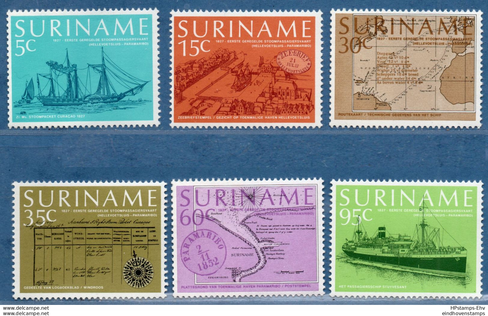 Suriname 1977 Shipconnection With Netherlands 6 Values MNH 2202.2141 Map Ships Harbor Hellevoetsluis - Andere(Zee)