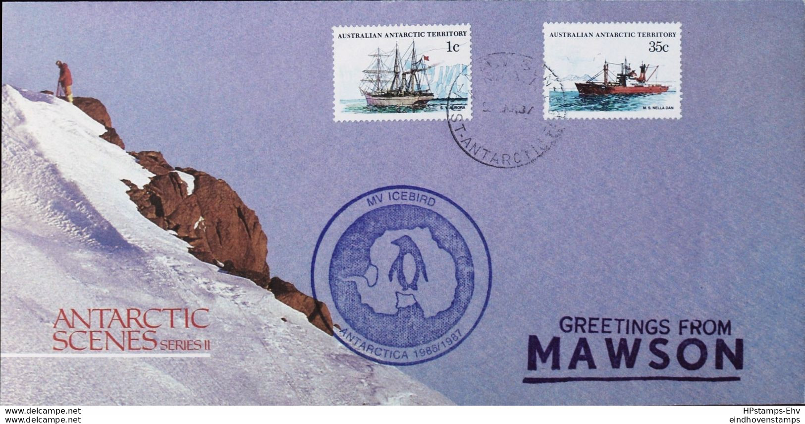 Antarctic Research - 1987 Australian Antarctic Mawson Letter Cancelled Dawson - Not Dispatched - 2111.01 MV Icebird Canc - Research Programs