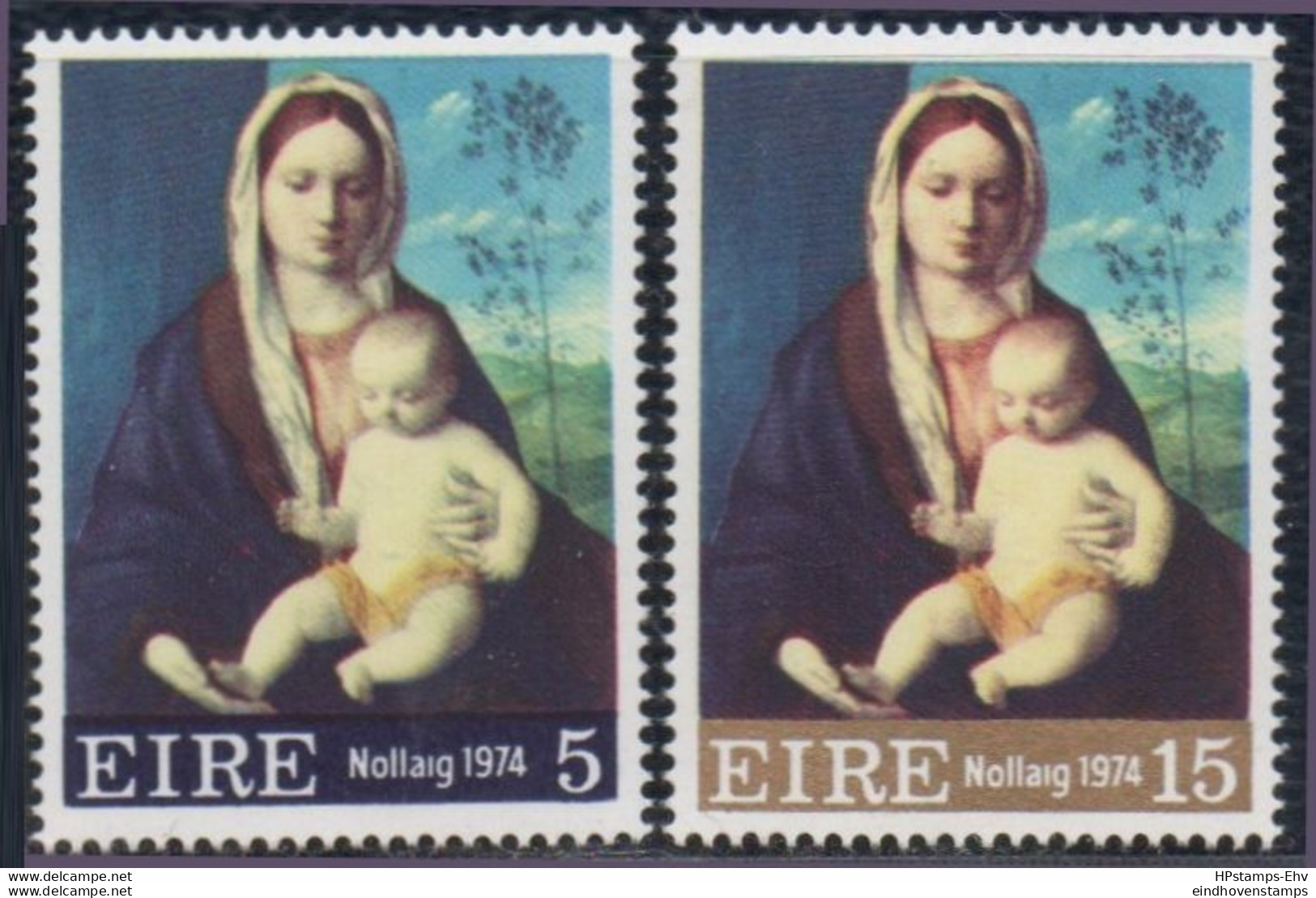 Eire 1974 Chrismas 2 Values 2210.0122 Madonna Painting By Jiovanni Bellini - Madones