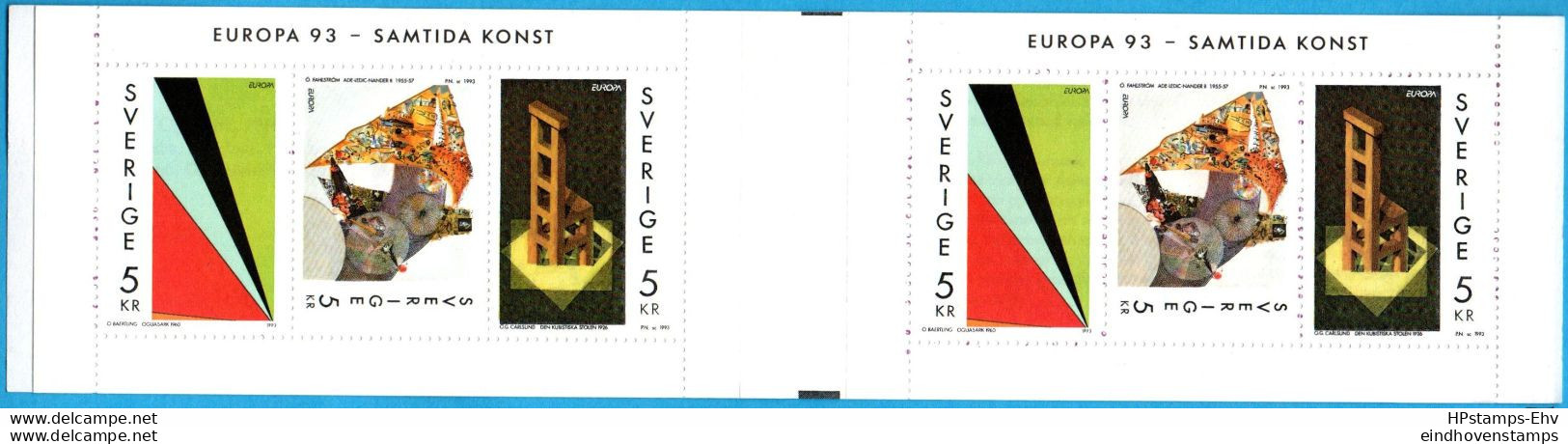 Sweden 1993 Cept Modern Paintings By Baertling, Fahlström, Carlsund, Stamp Booklet MNH 93Pzb182 - 1993