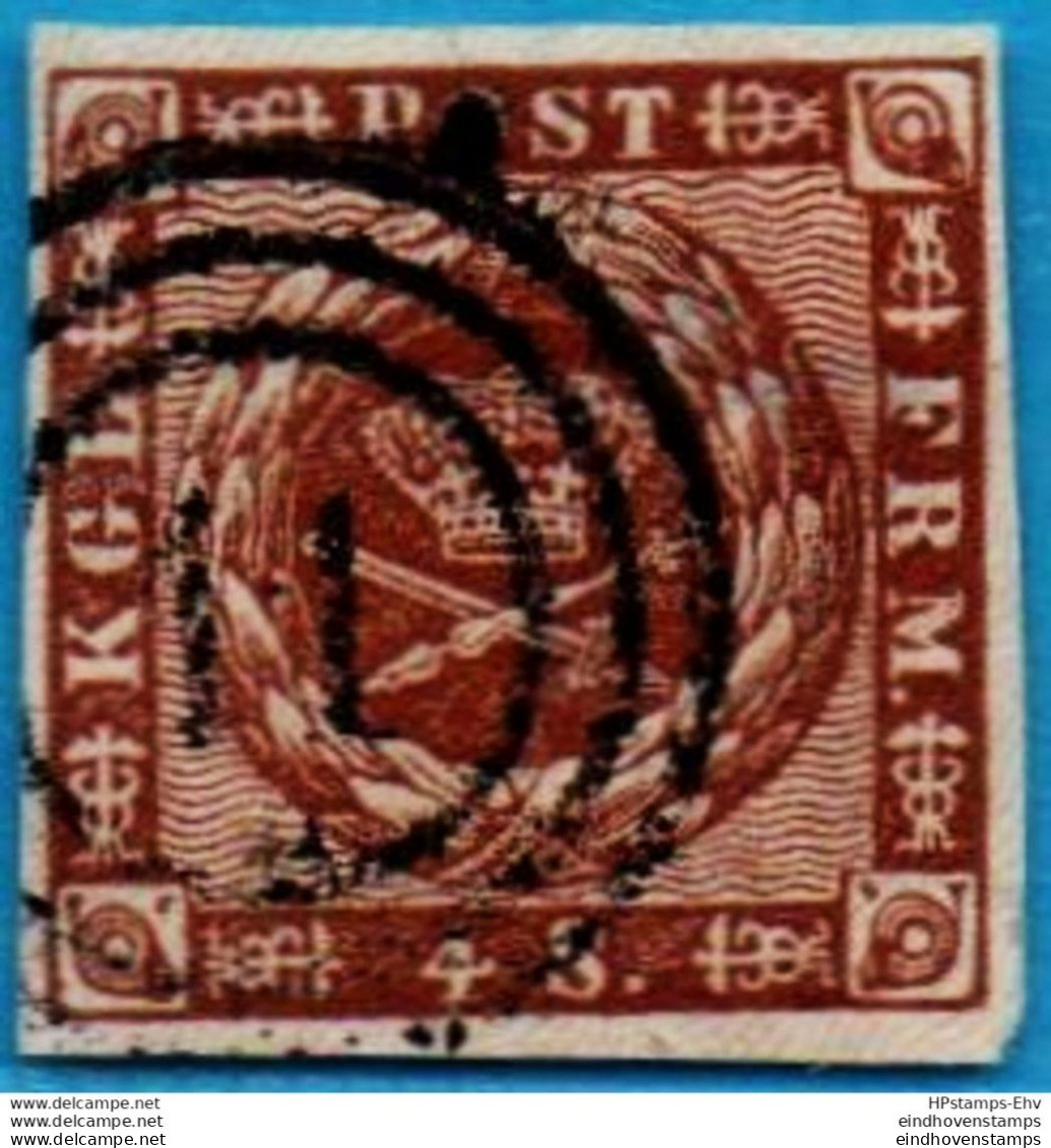 Danmark, 4  Sk 1858 Watermark II, Cancel 11 {Cappeln} H-58.01 - Usati