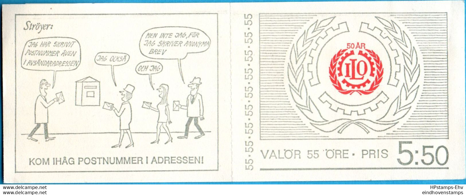 Sweden 1969 ILO Symbol On Stamp Booklet With 10 Stamps Featuring An Industr Labourer MNH 69M632 - ILO