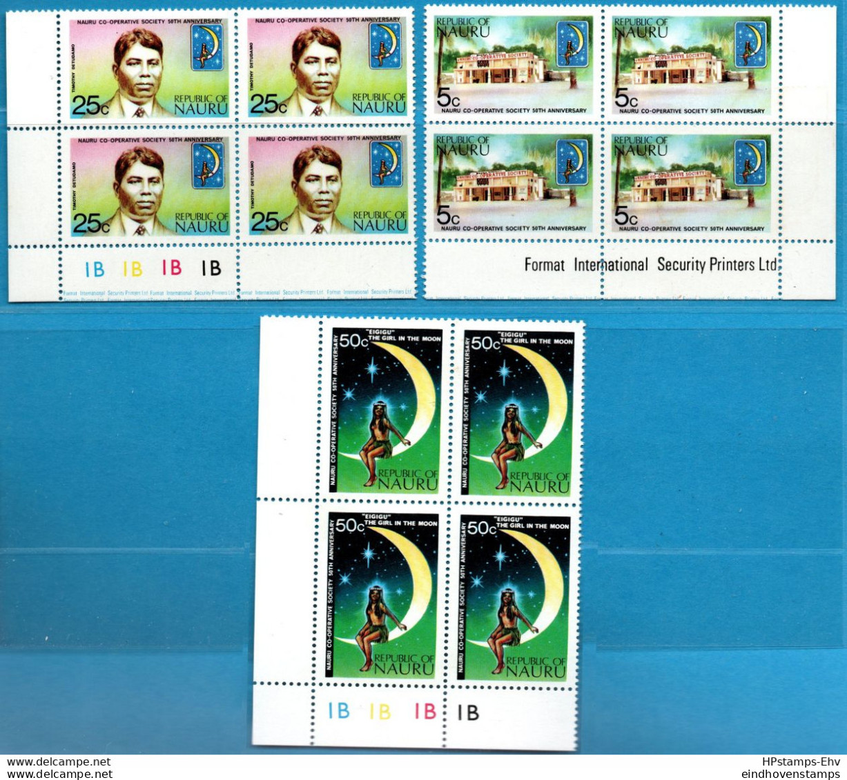 Nauru 1973 Nauru-cooperation Issue 3 Value MNH H-77.03-4Bl Girl In The Moon, Co-op Founder - Nauru