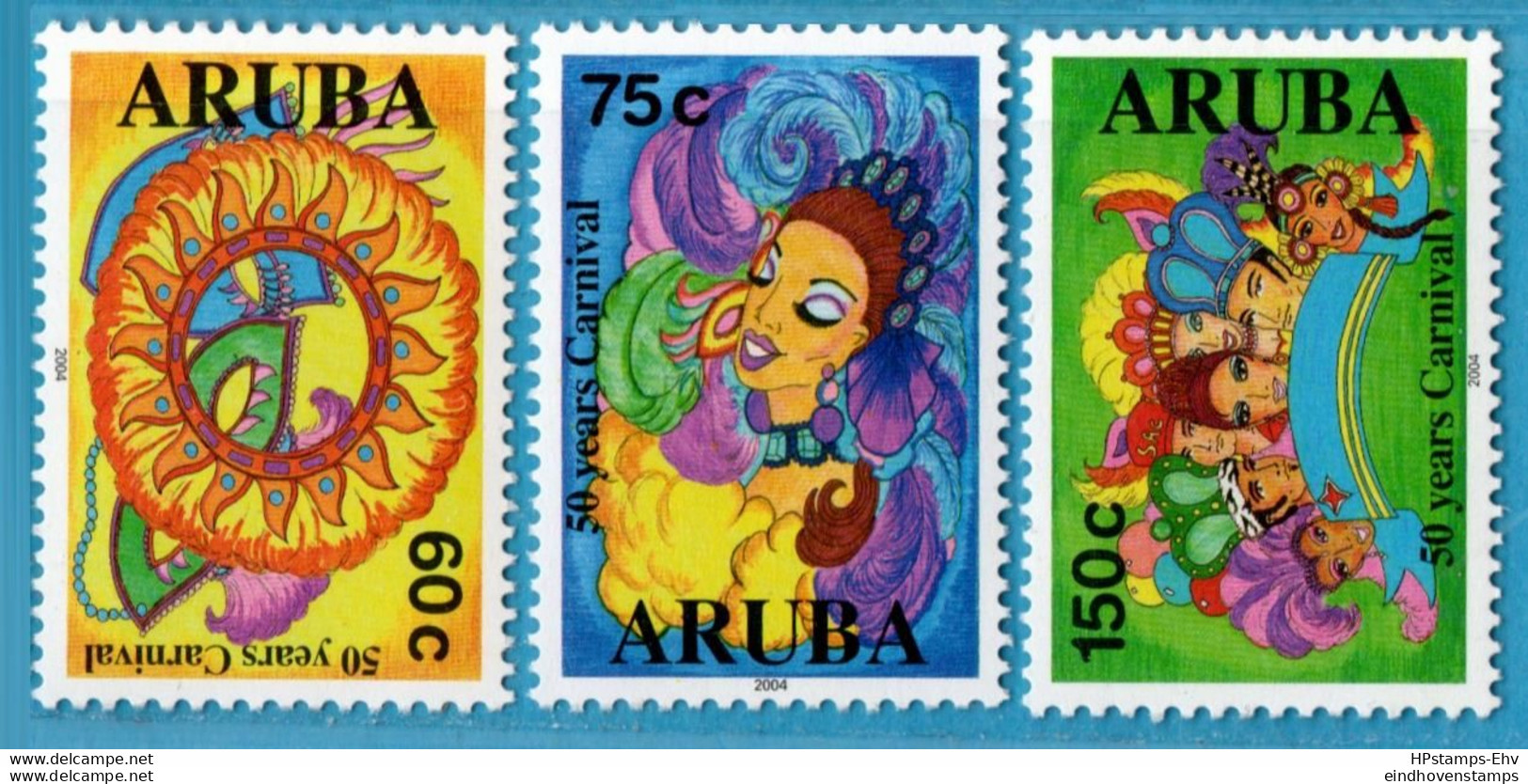 Aruba 2004 Carnavale 3 Values 04-01 MNH Masks, Costumes - Karnaval