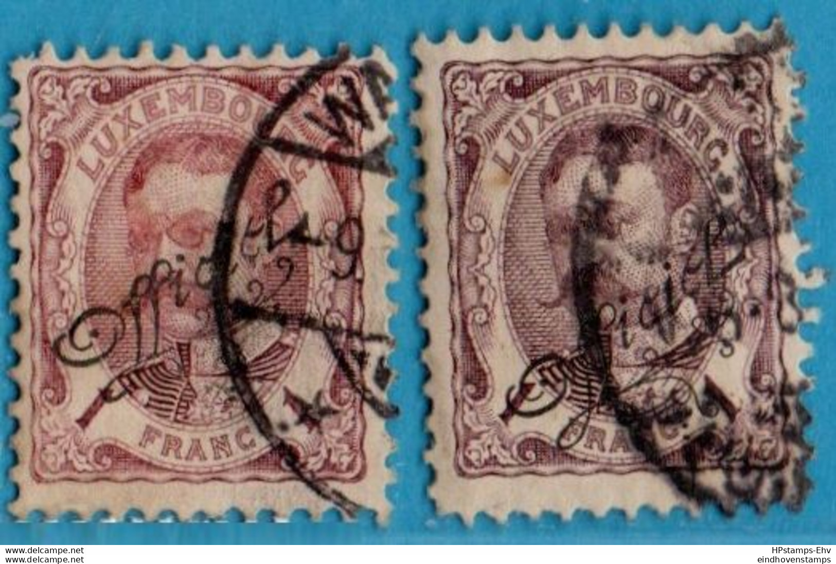 Luxemburg 1906 Service Stamps 1 F Willem IV Shades 2 Values Cancelled 06D-1.00 - 1906 Guillermo IV