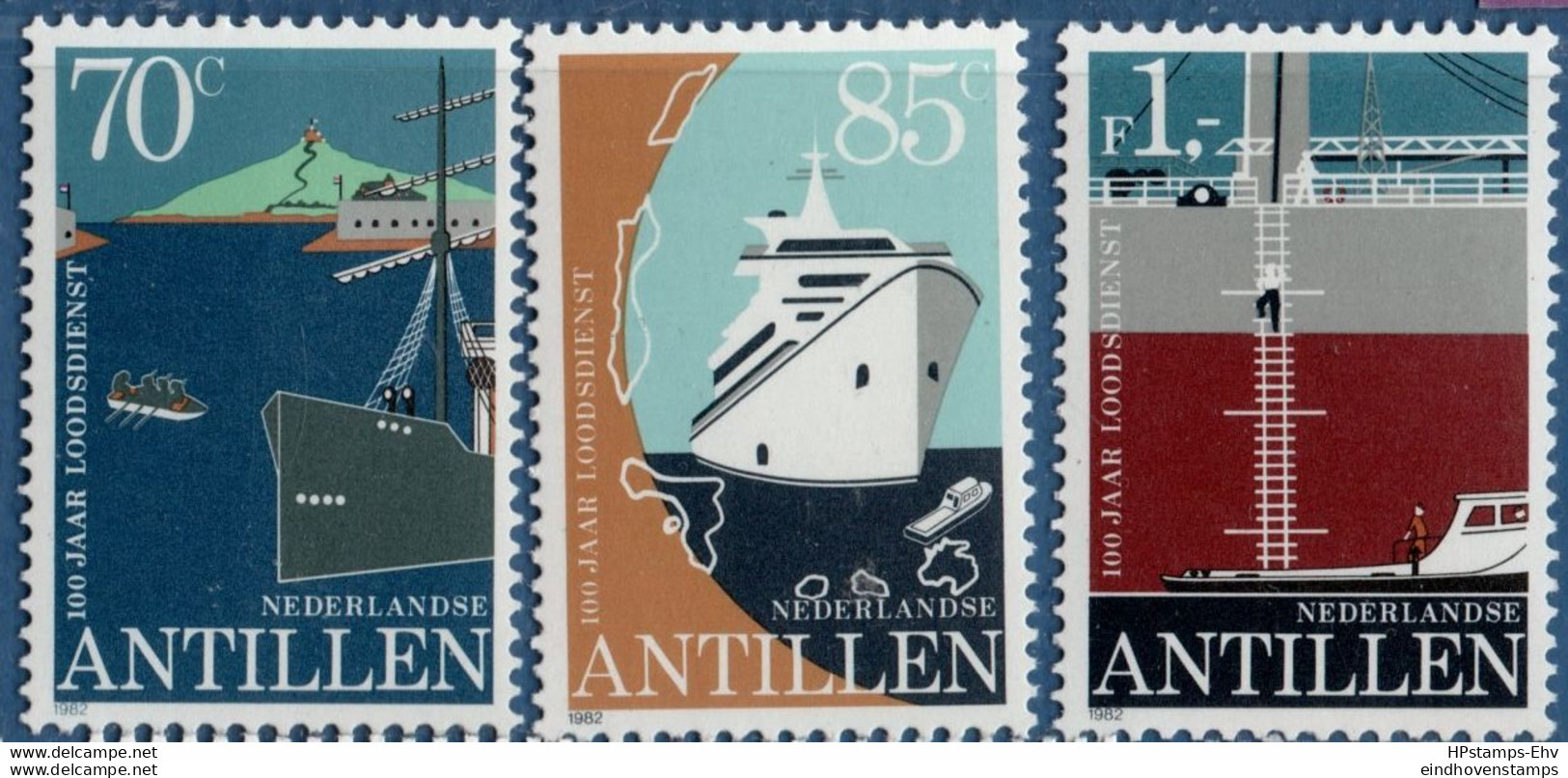 Dutch Antilles 1982 Maritime Pilot Service 3 Values MNH H-82.01 Nederl.Antillen Ship, Harbor, Rope Ladder - Other (Sea)