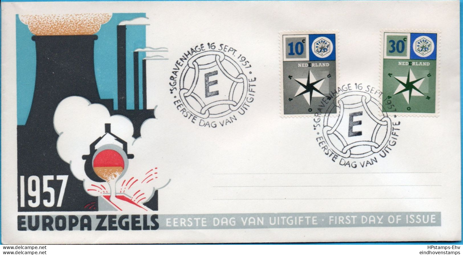 Netherlands 1957 Europe - Cept Stamps First Day Cover Without Address Of Sticker-traces FDC-57-06.1 - 1957