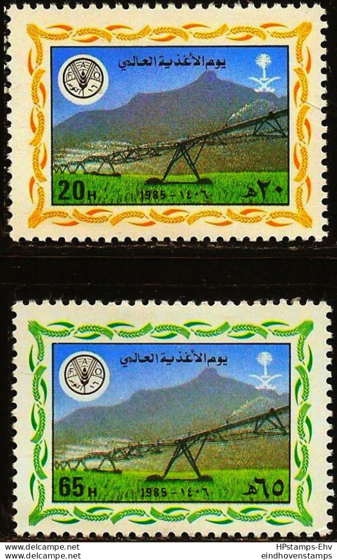 Saudi Arabia 1985 World Food Day 2 Values MNH SA-85-14 Agriculture Irrigation - Tegen De Honger