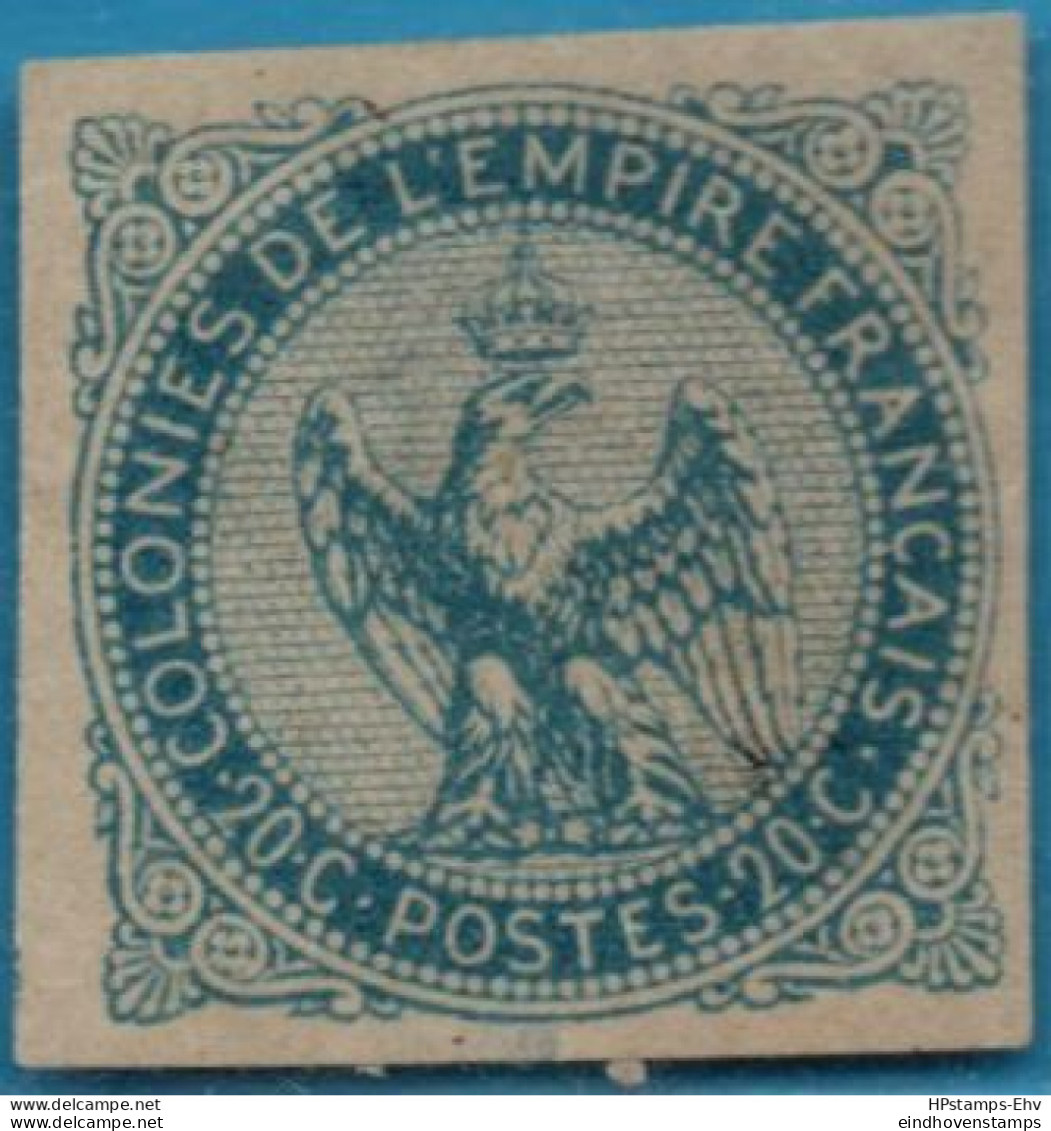 France Colonies 1859 20 C Eagle Blue Thinned 2305.0804 - Aigle Impérial