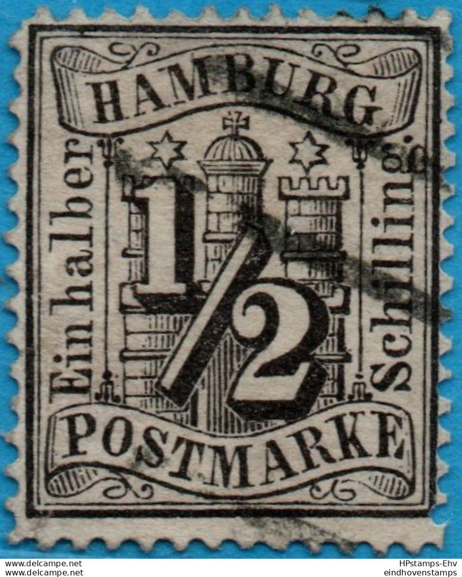 Hamburg Germany 1864 ½ Schilling Black Perforated 13½ Watermarked 2305.0608 - Hamburg (Amburgo)