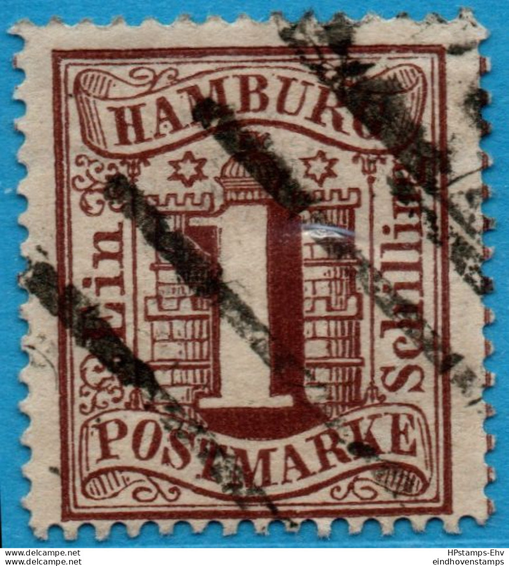 Hamburg Germany 1864 1 Schilling Black Perforated 13½ Watermarked 2305.0610 - Hambourg