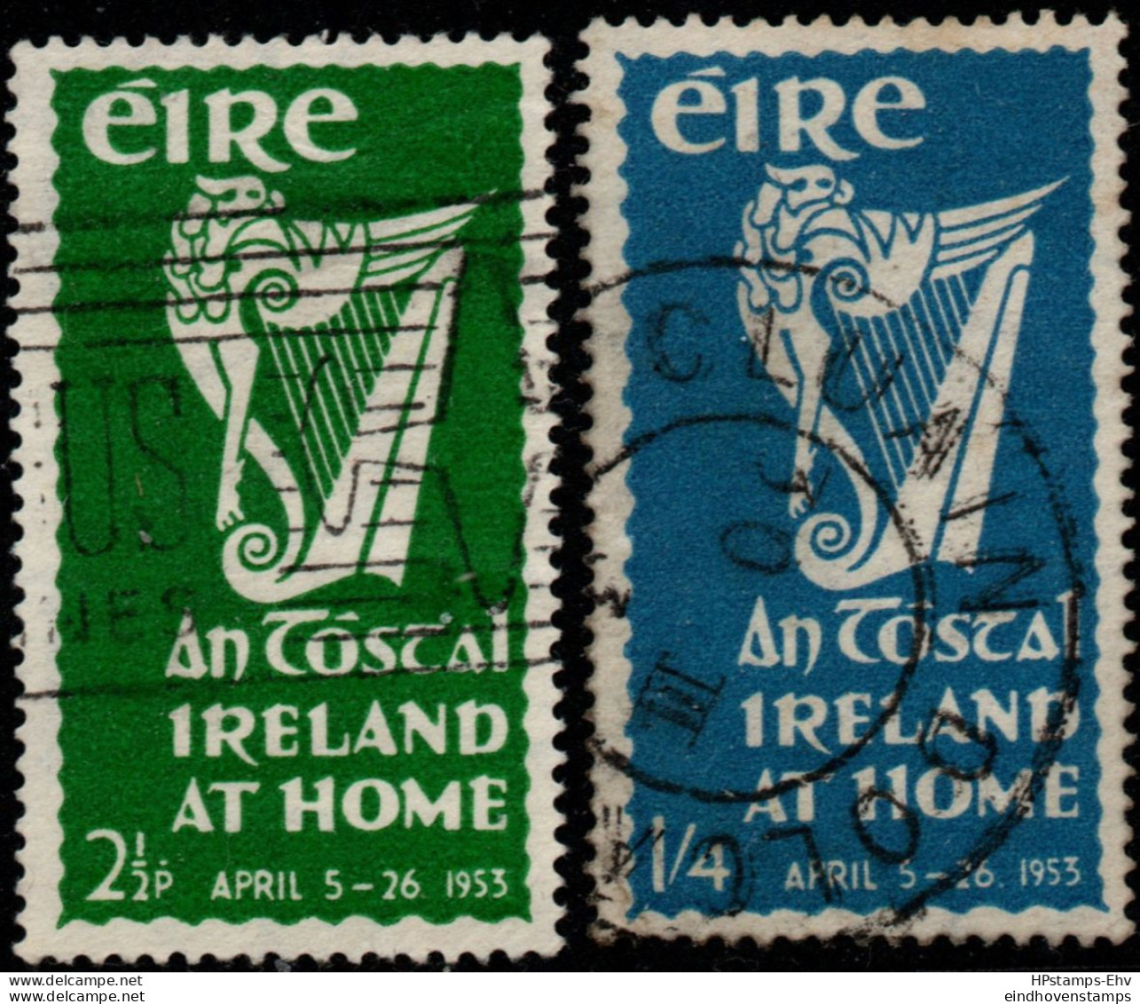 Eire 1953 Ireland At Home Festivities 2 Values Used 53-1 Harp - Oblitérés
