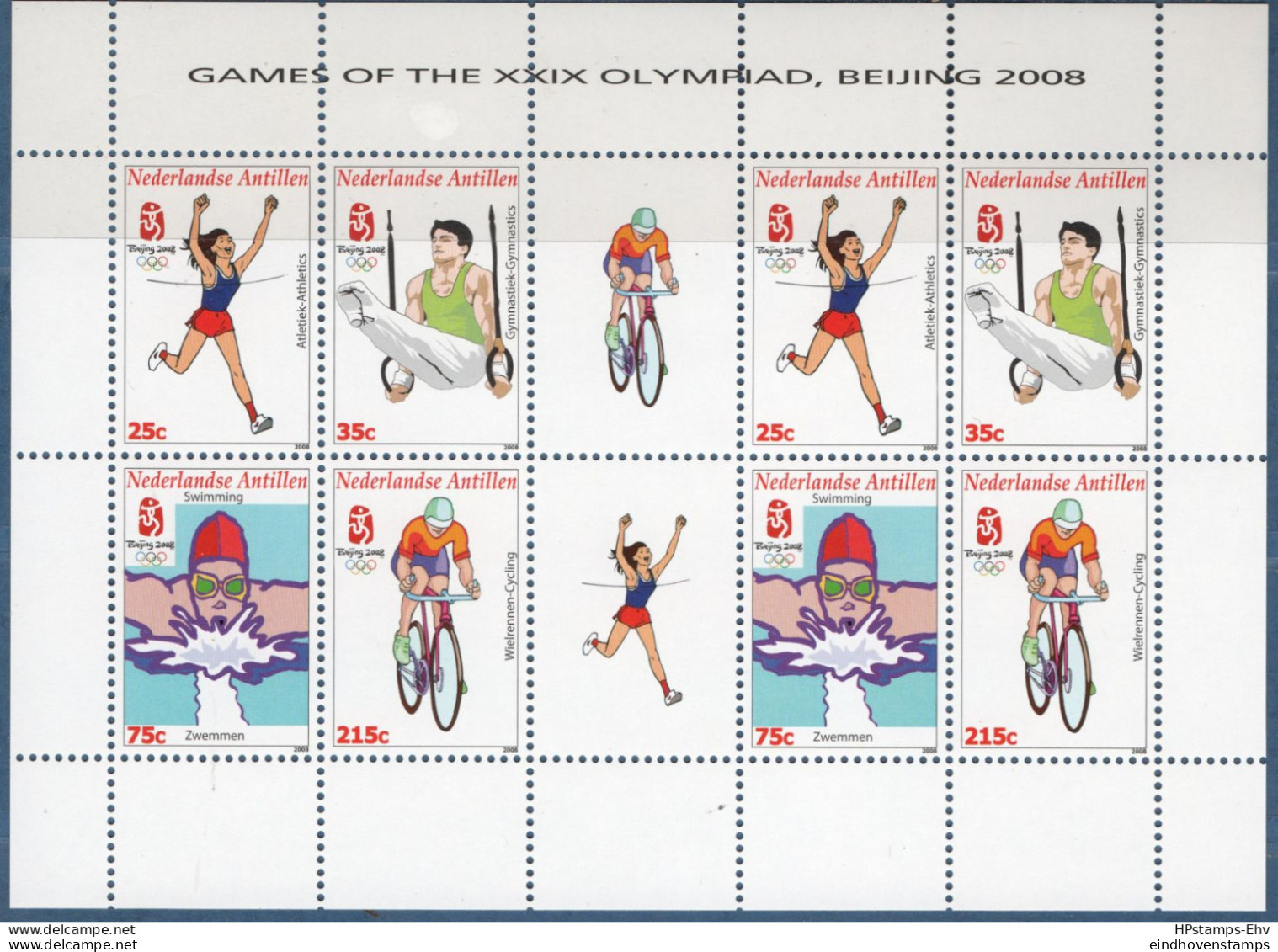 Dutch Antilles 2008 Olypic Games Bejing Sheet With Tabs MNH H-08-06Sh Athletics, Swimming, Cycling - Zomer 2004: Athene - Paralympics