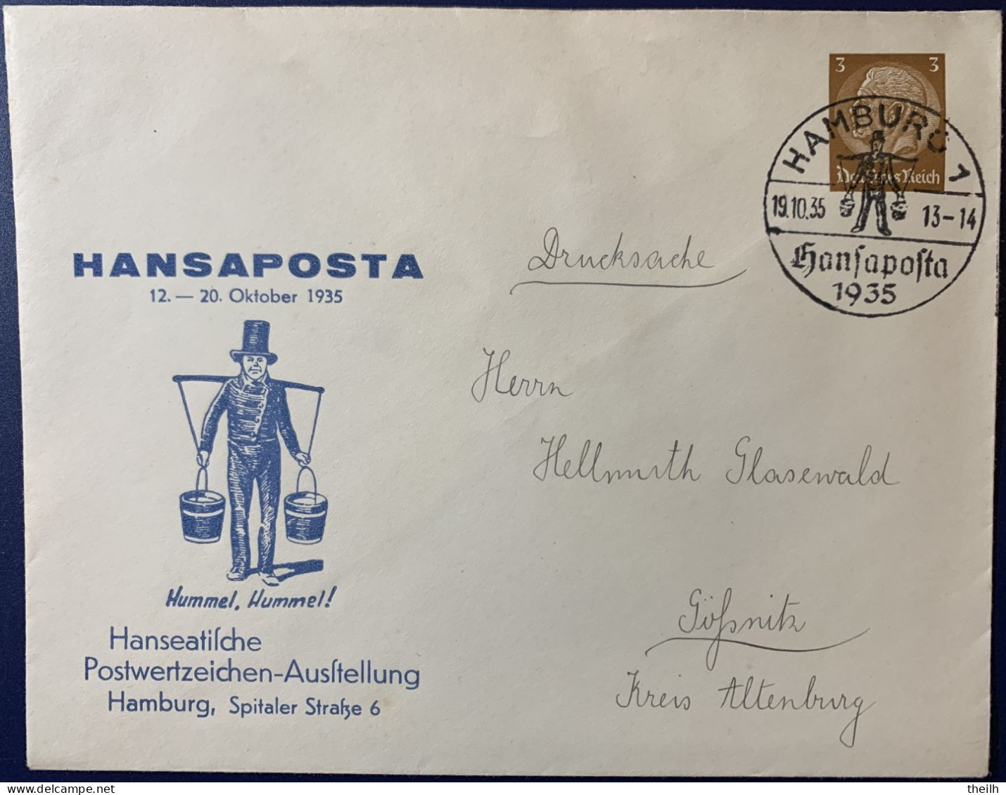 Ganzsache Privat Briefumschlag, Hansaposta Hamburg, 1935 - Entiers Postaux Privés