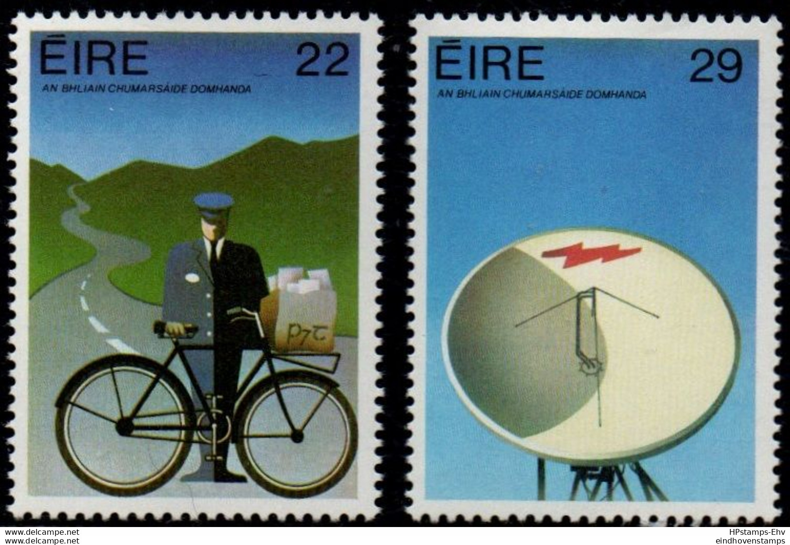 Eire 1983 World Communication Day 2 ValuesMNH 2209.3002 Mailman With Bike, Parabole Antenna, Telecom - Poste