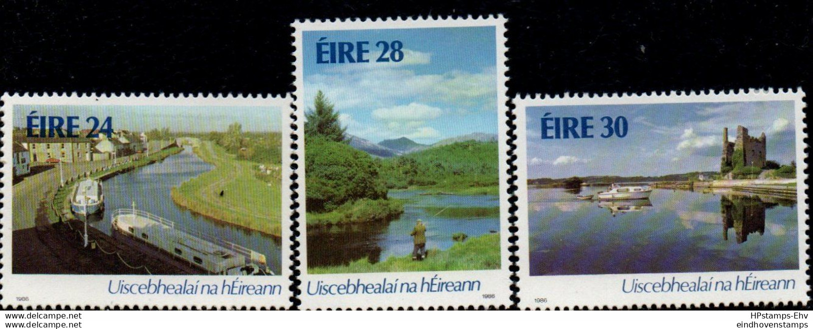 Eire 1986 Irish Waterways 3 Values MNH 2209.2659 Grand Canal, Lake In Myo Countie, Shannon, Dromineer Castle, Shannon - Other (Sea)