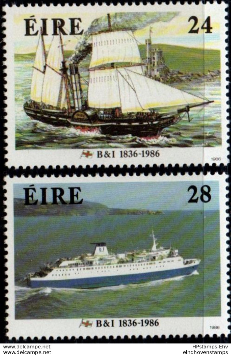 Eire 1986 IBritish And Irish Steam Packet Co 150 Year 2 Values MNH 2209.2658 B & I, Sailingship Severn, Leinster - Sonstige (See)